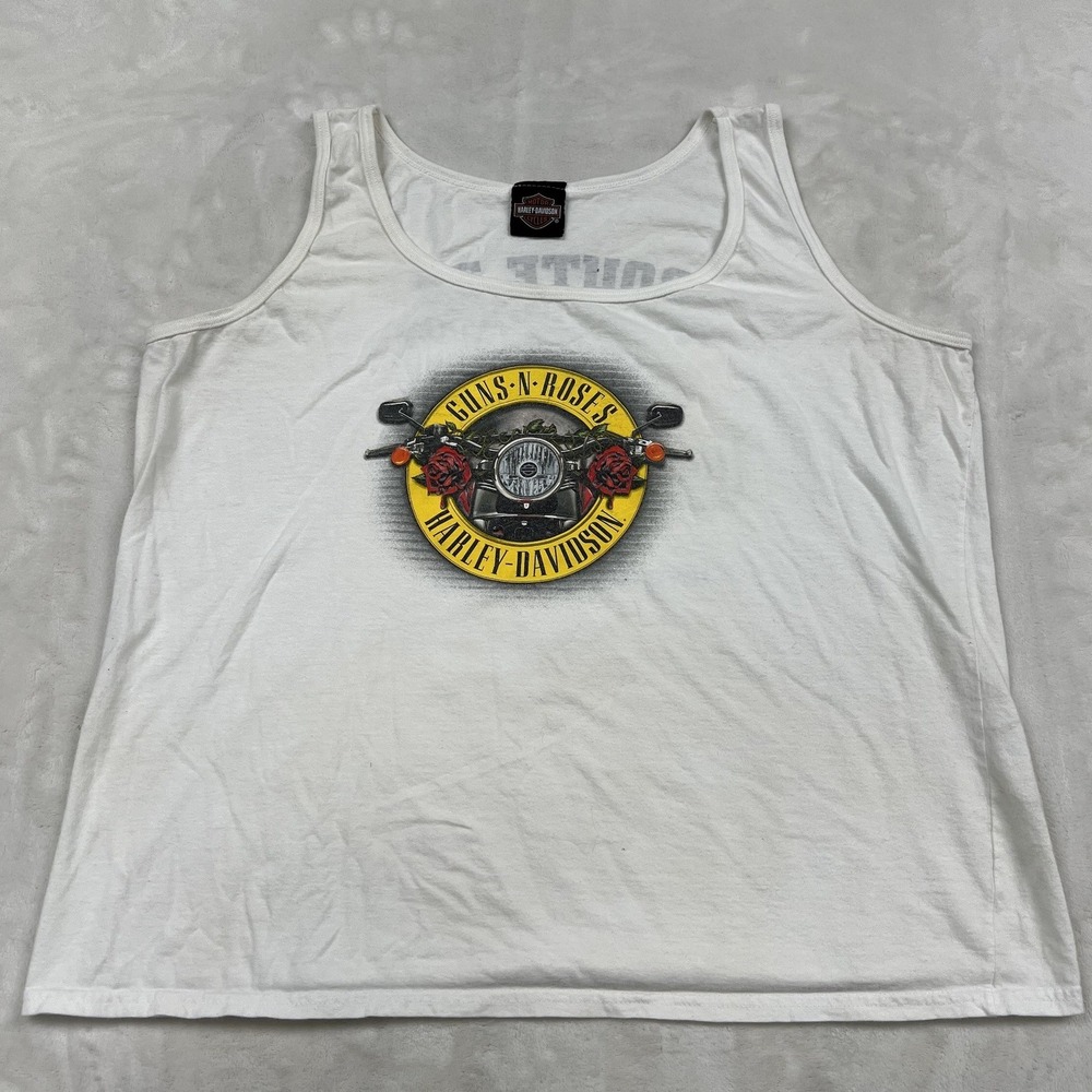 Harley-Davidson Tank Top woman XL White Guns N Roses Route 30 Graphic Sleeveless
